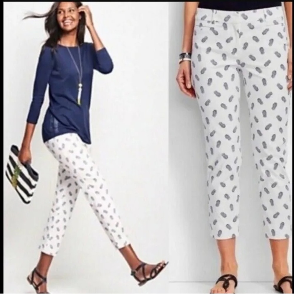 Talbots Pineapple Print CURVY FIT Crop Pants 6P